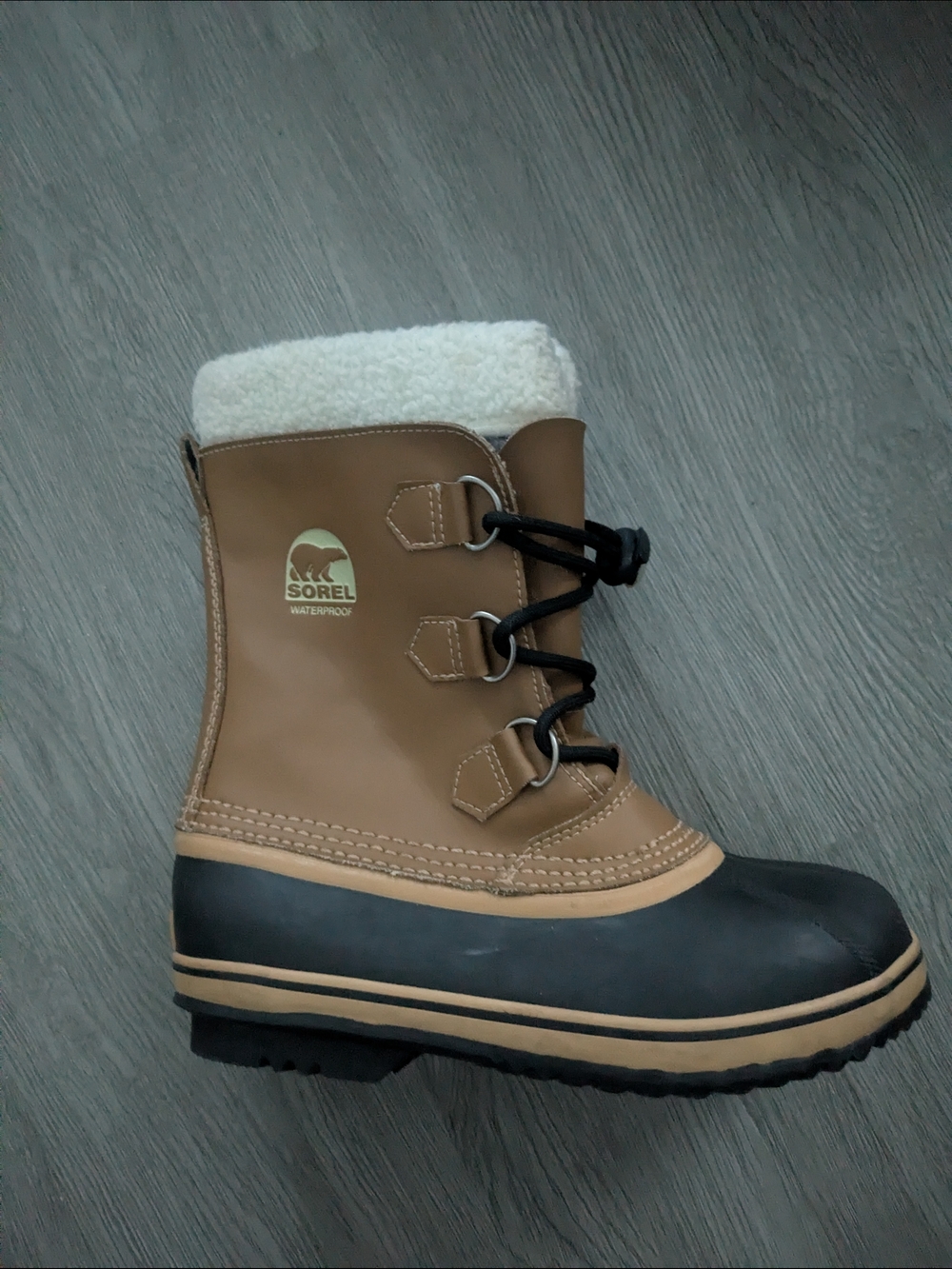 Sorel Tan and Black Sherpa Lined Waterproof Boot